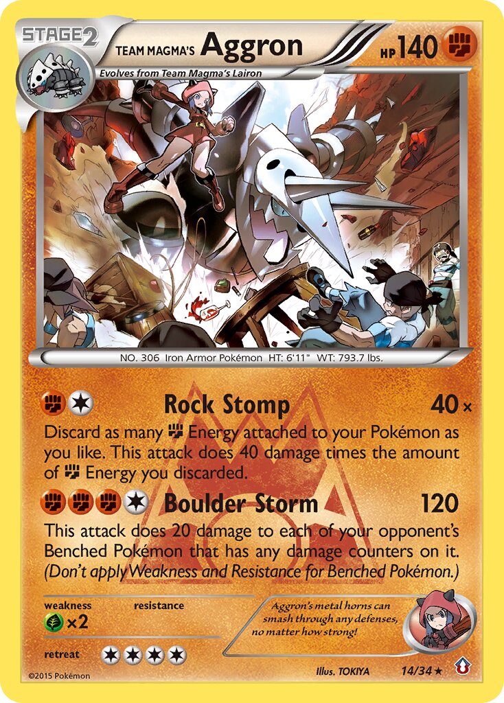 Team Magma's Aggron - 14/34 - Rare Holo (Inglés Foil LP)