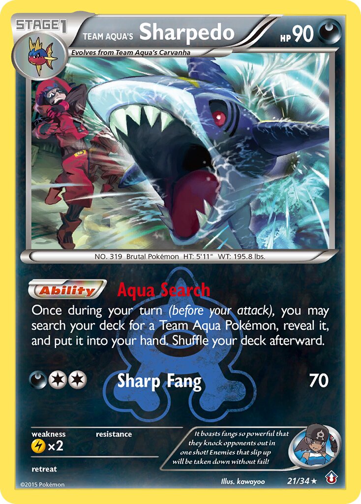 Team Aqua's Sharpedo - 21/34 - Rare Holo (Inglés Foil MP)