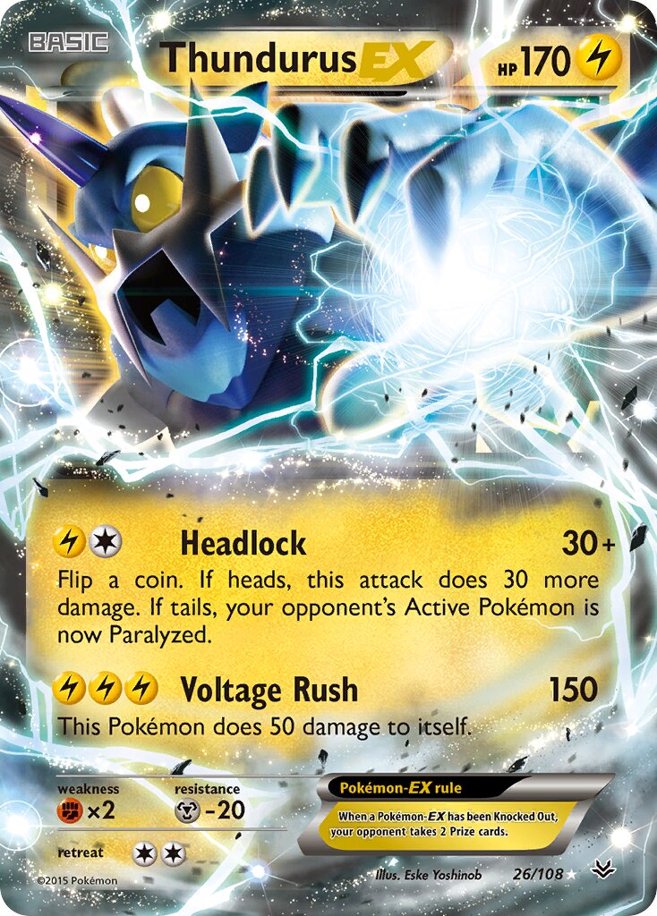 Thundurus-EX - 26/108 - Rare Holo EX (Inglés Foil NM)