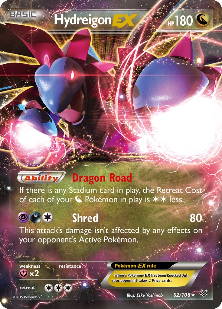 Hydreigon-EX - 62/108 - Rare Holo EX (Inglés Foil MP)