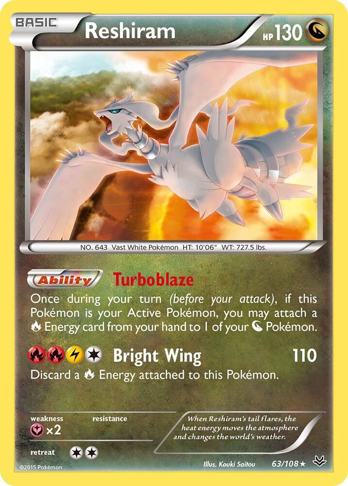 Reshiram - 63/108 - Rare Holo (Inglés Foil LP)