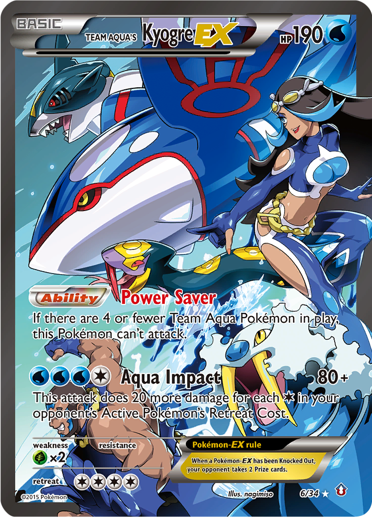 Team Aqua's Kyogre EX - 6/34 - Full Art Ultra Rare - MP