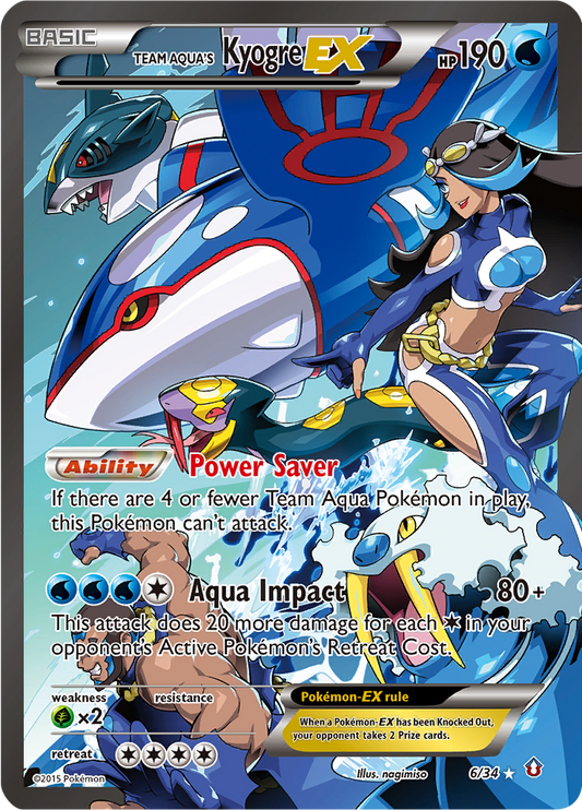 Team Aqua's Kyogre EX - 6/34 - Full Art Ultra Rare - MP