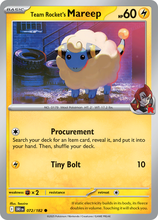 Team Rocket's Mareep - 072/182 - Common