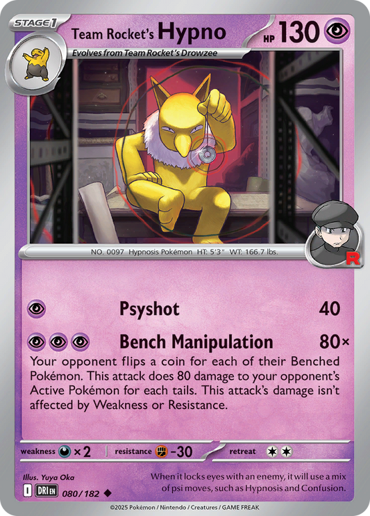 Team Rocket's Hypno - 080/182 - Uncommon (Español)