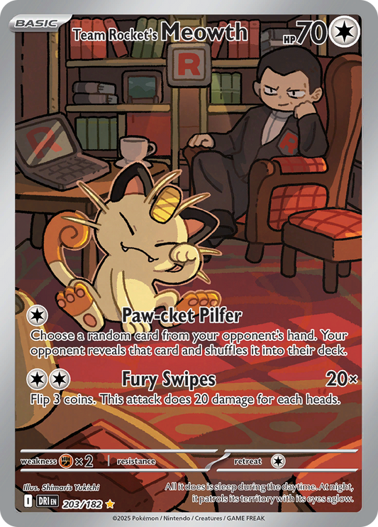 Team Rocket's Meowth - 203/182 - Illustration Rare (Español)