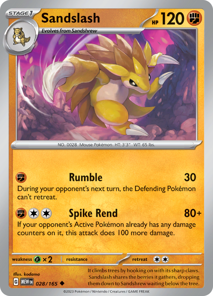 Sandslash - 028/165 - Uncommon (Español)