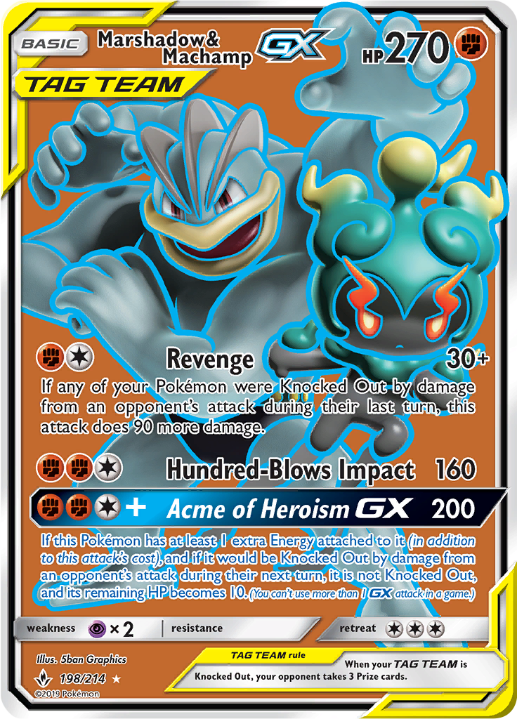 Marshadow & Machamp GX - 198/214 - Full Art Ultra Rare (Español)