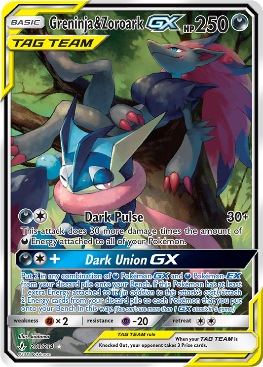 Greninja & Zoroark GX - 201/214 - Alternate Art Ultra Rare (Español) MP