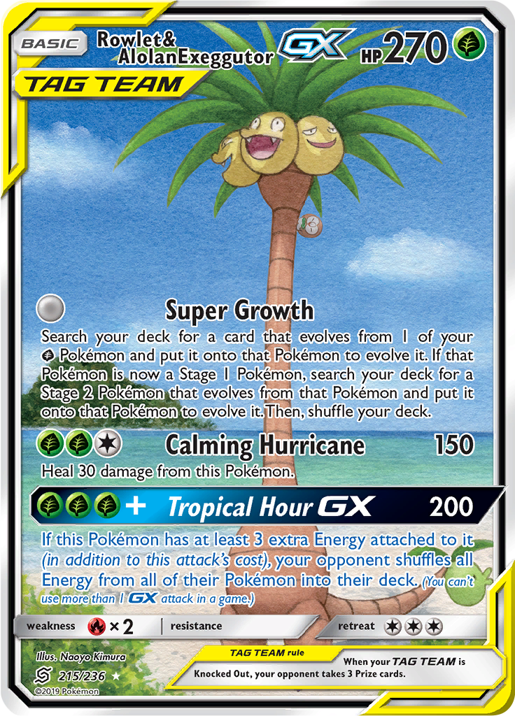 Rowlet & Alolan Exeggutor GX - 215/236 - Alternate Art Ultra Rare