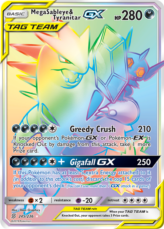 Mega Sableye & Tyranitar GX - 245/236 - Hyper Rare (Español)