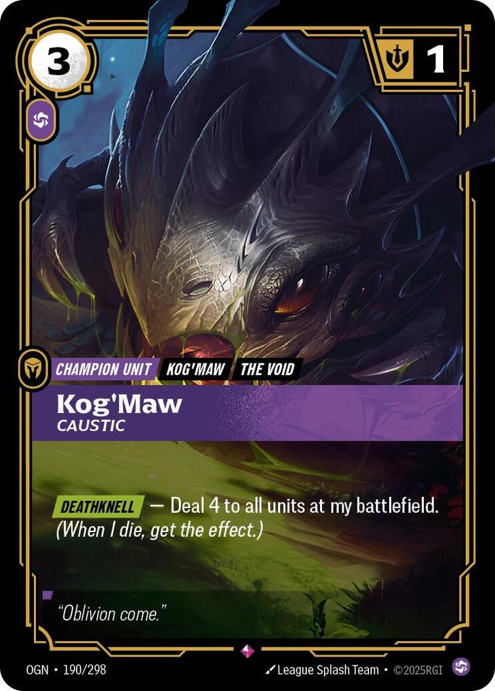 Kog'Maw - Caustic - 190/298 - Rare (Inglés Foil NM)