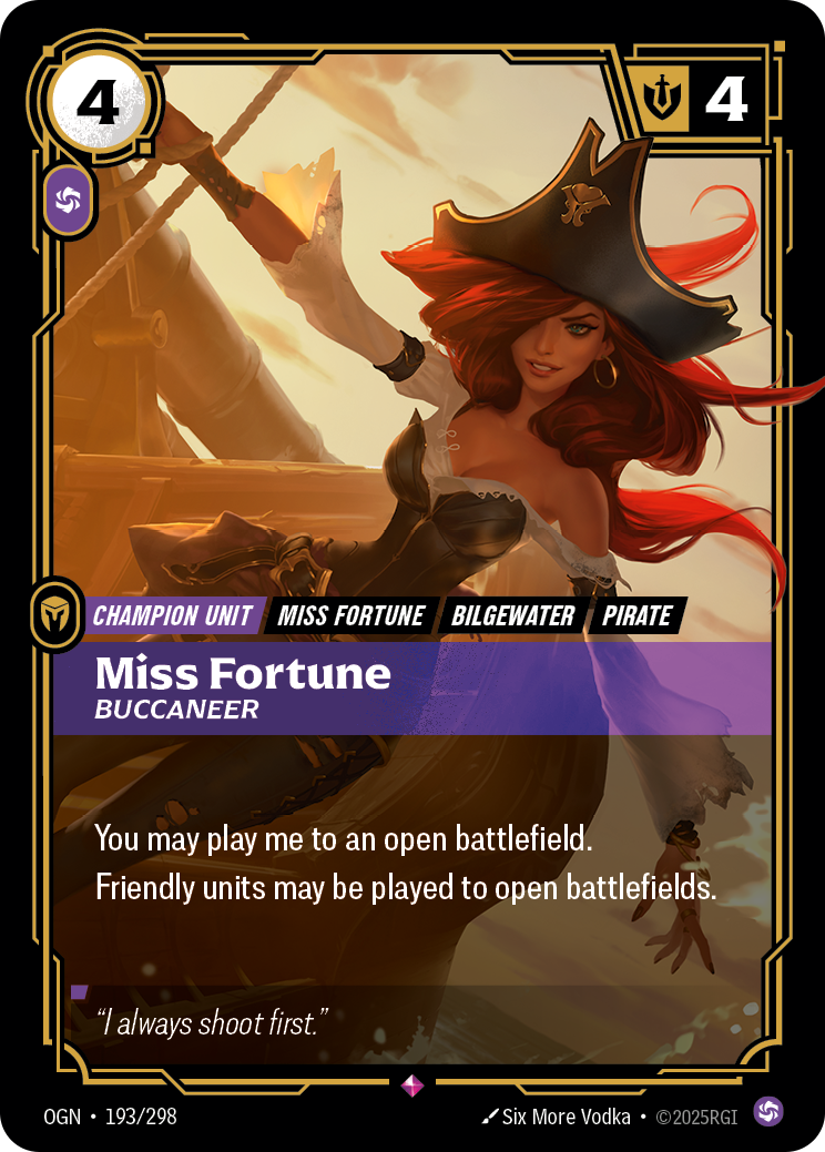 Miss Fortune - Buccaneer - 193/298 - Rare (Inglés Foil NM)