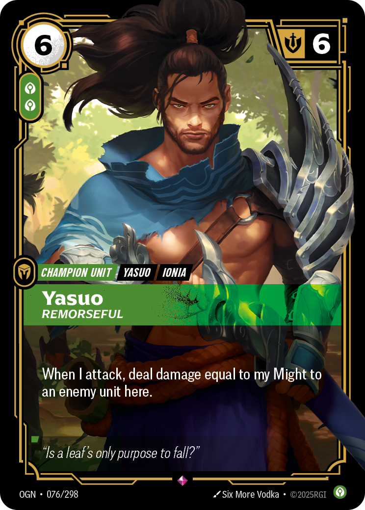Yasuo - Remorseful - 076/298 - Rare (Inglés Foil NM)