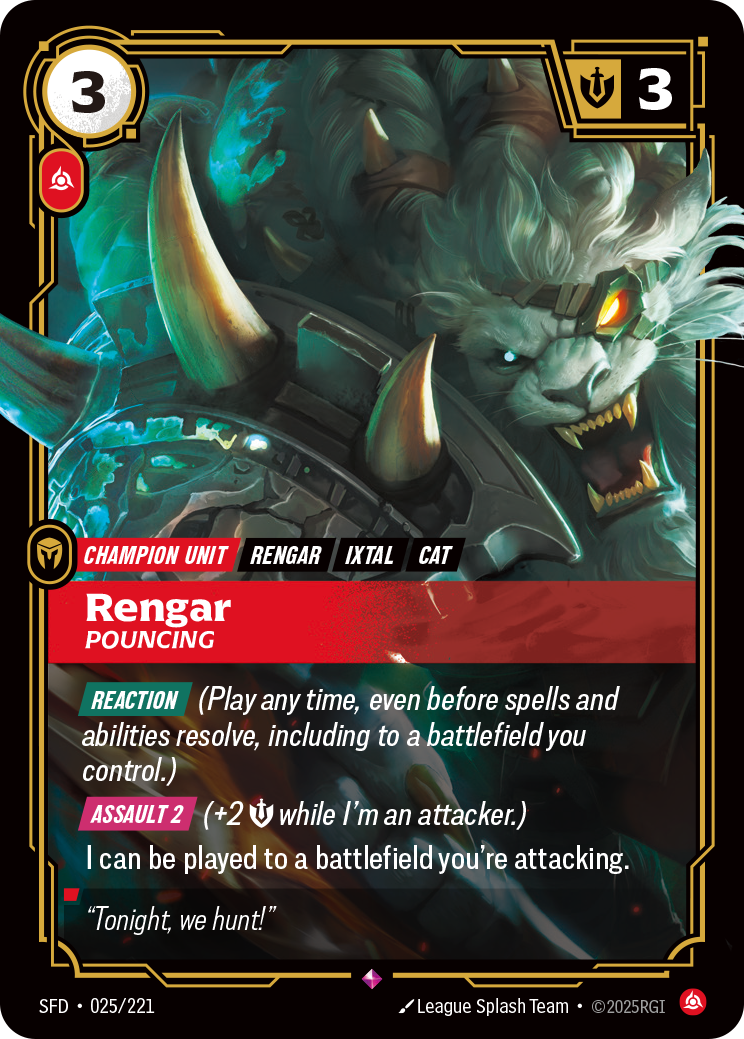 Rengar - Pouncing - 025/221 - Rare (Inglés Foil NM)