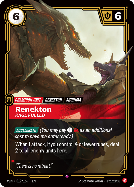 Renekton, Rage Fueled - 019/166 - Rare (Inglés Foil NM)